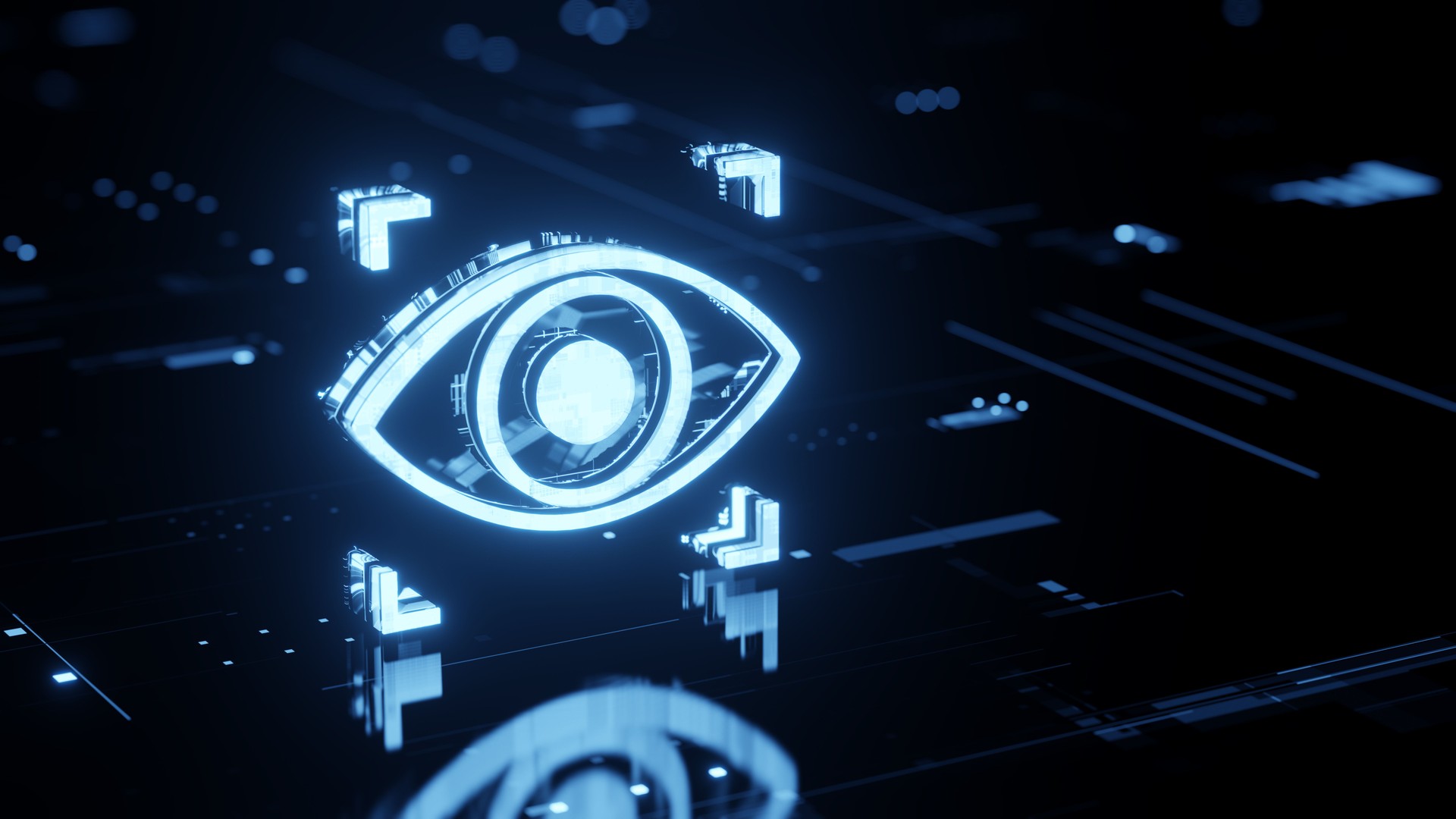 Futuristic Digital Eye Symbolizing Surveillance and Advanced Vision Technology Concepts